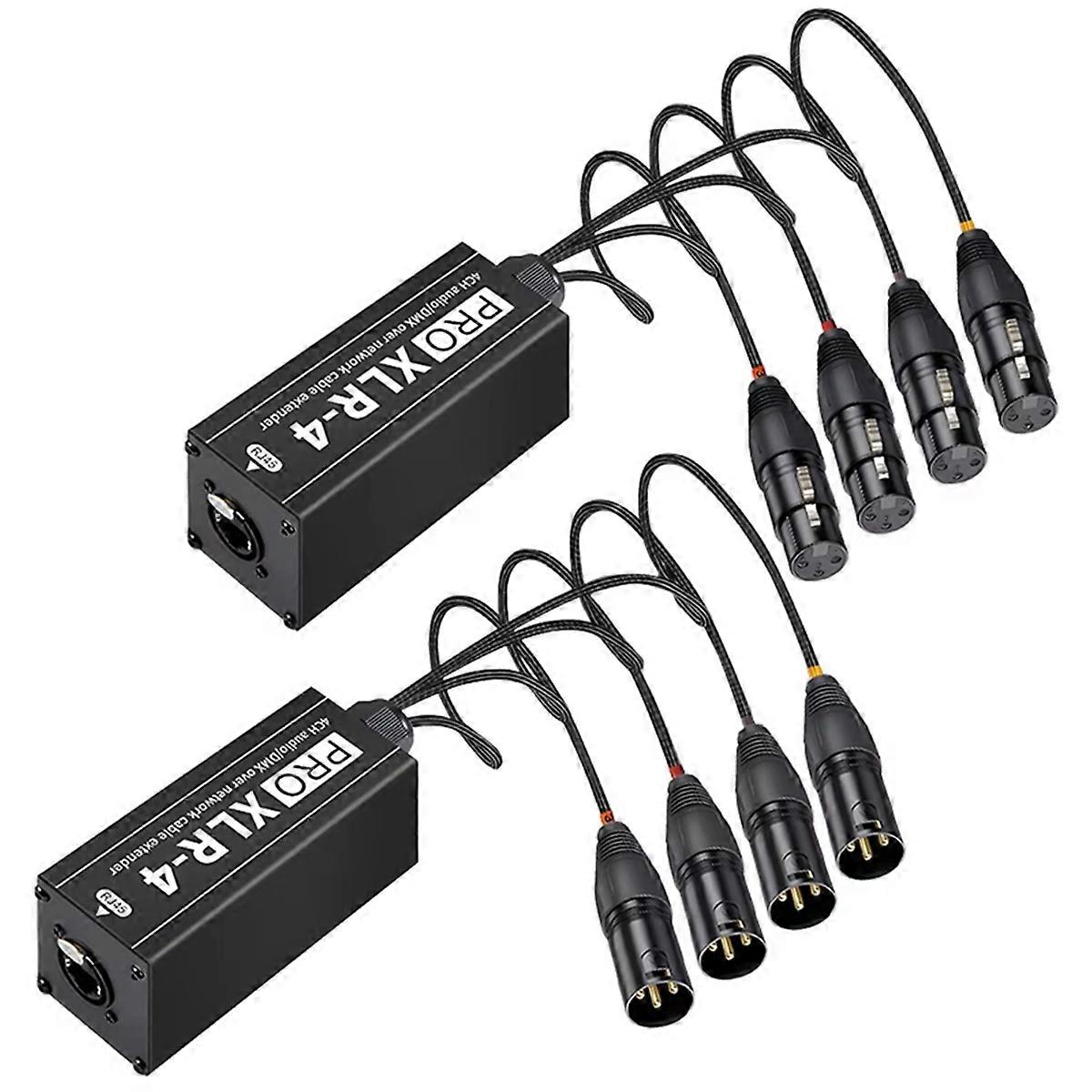 4-Channel XLR Audio and Network Cable Extender, DMX512 Network Signal Extender for Stage Sound Lighting Studio A