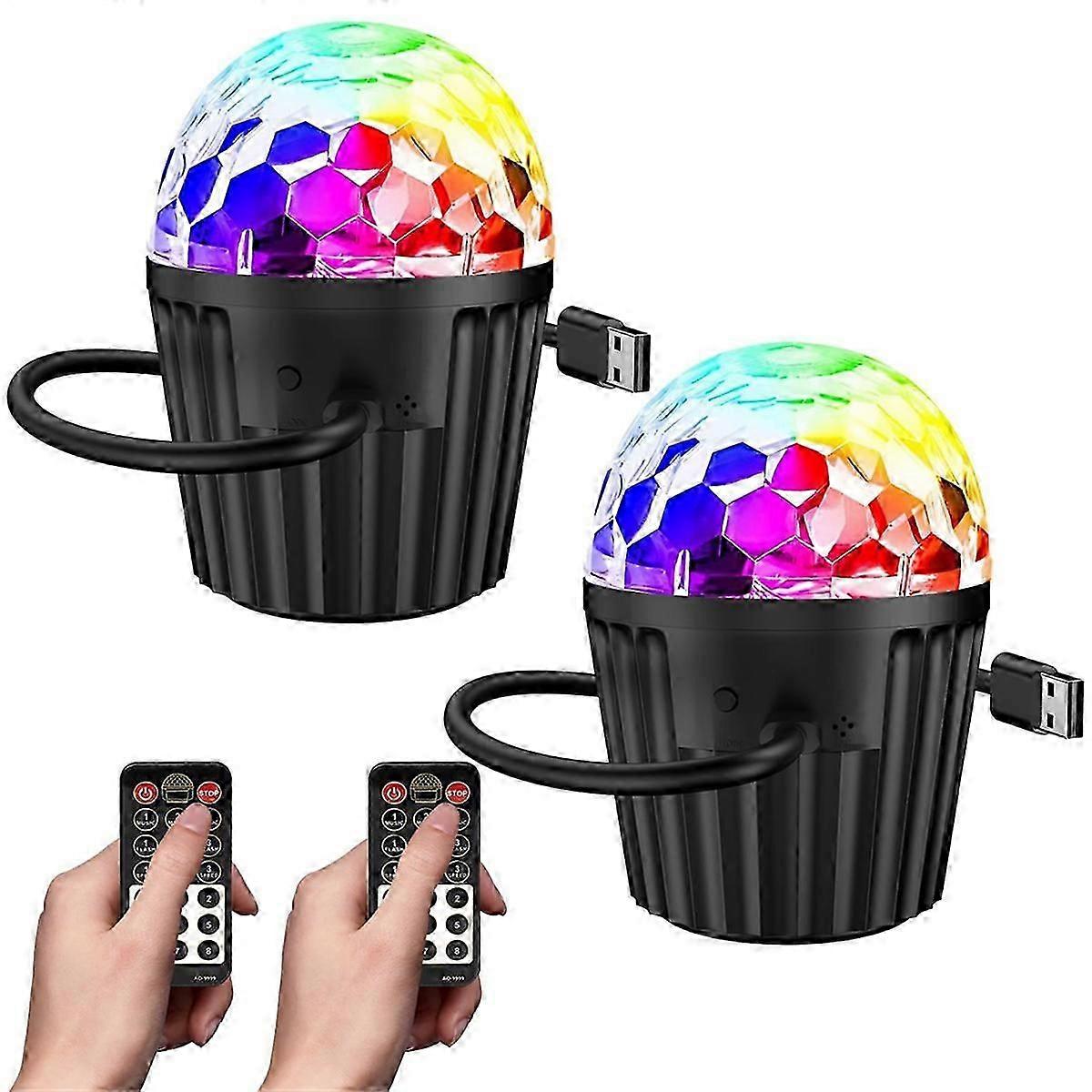2-Pack Portable Mini Disco Ball Light for , RGB DJ Strobe Light with Remote Control, Sound Activate