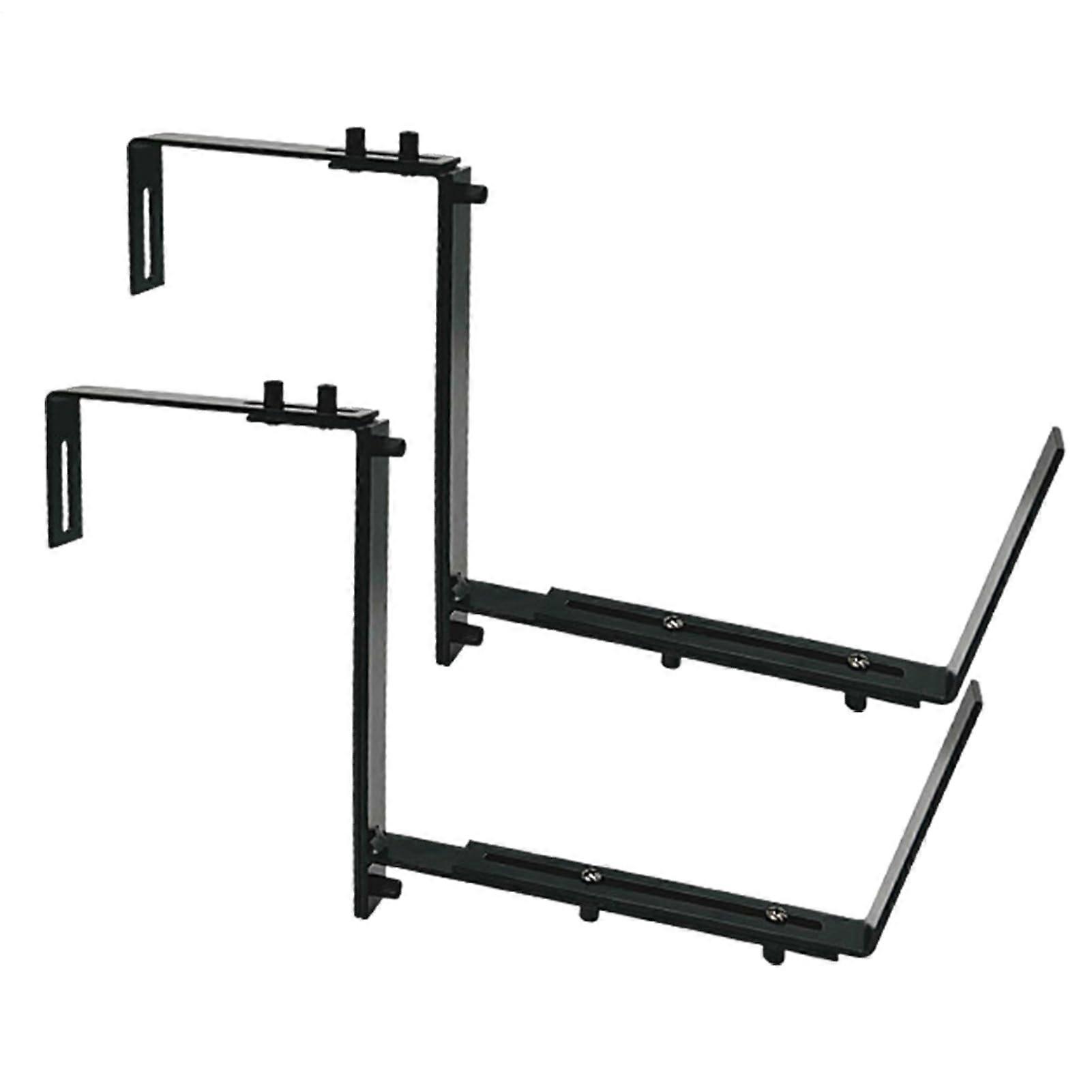 Window Box Brackets Heavy Duty Adjustable Metal Balcony Railing Planter Holder Rust Resistant 2 Pack Black