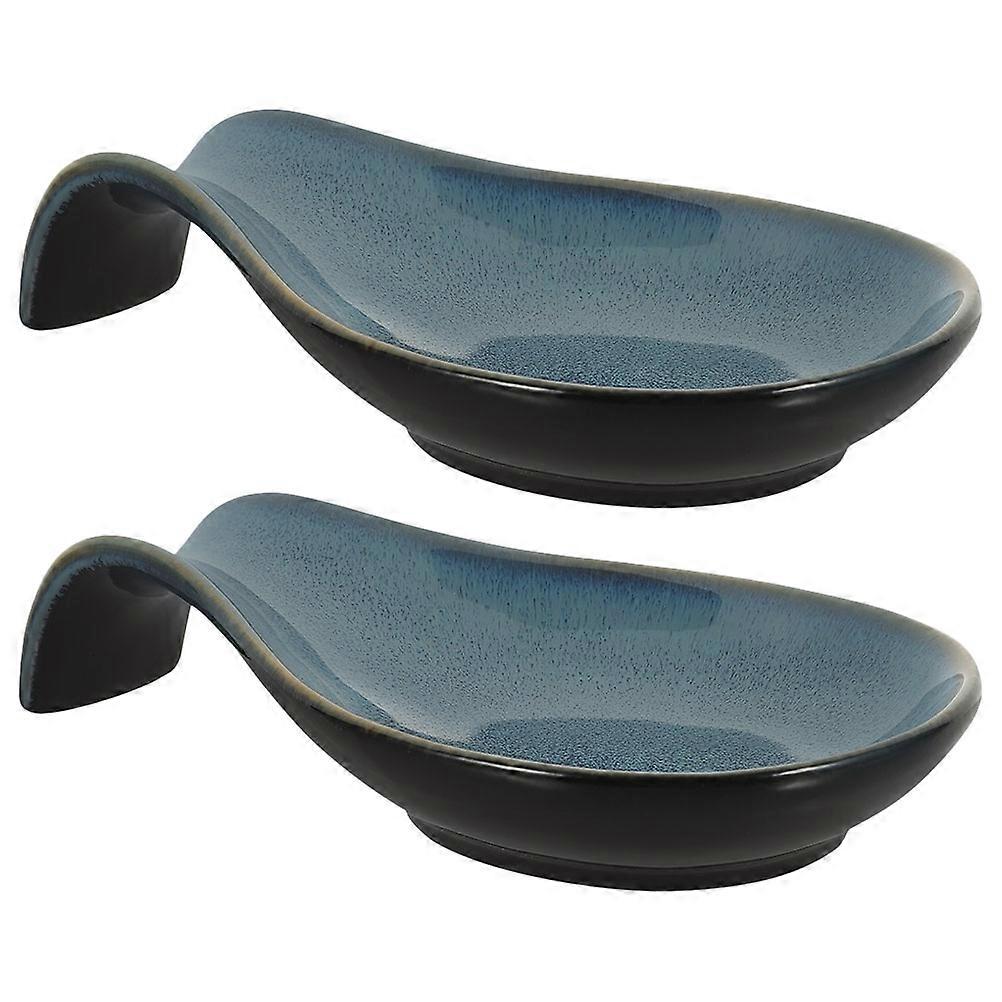 Ceramic Spoon Holder Spoon Rest for Kitchen Counter 2Pcs Multi-Functional Design