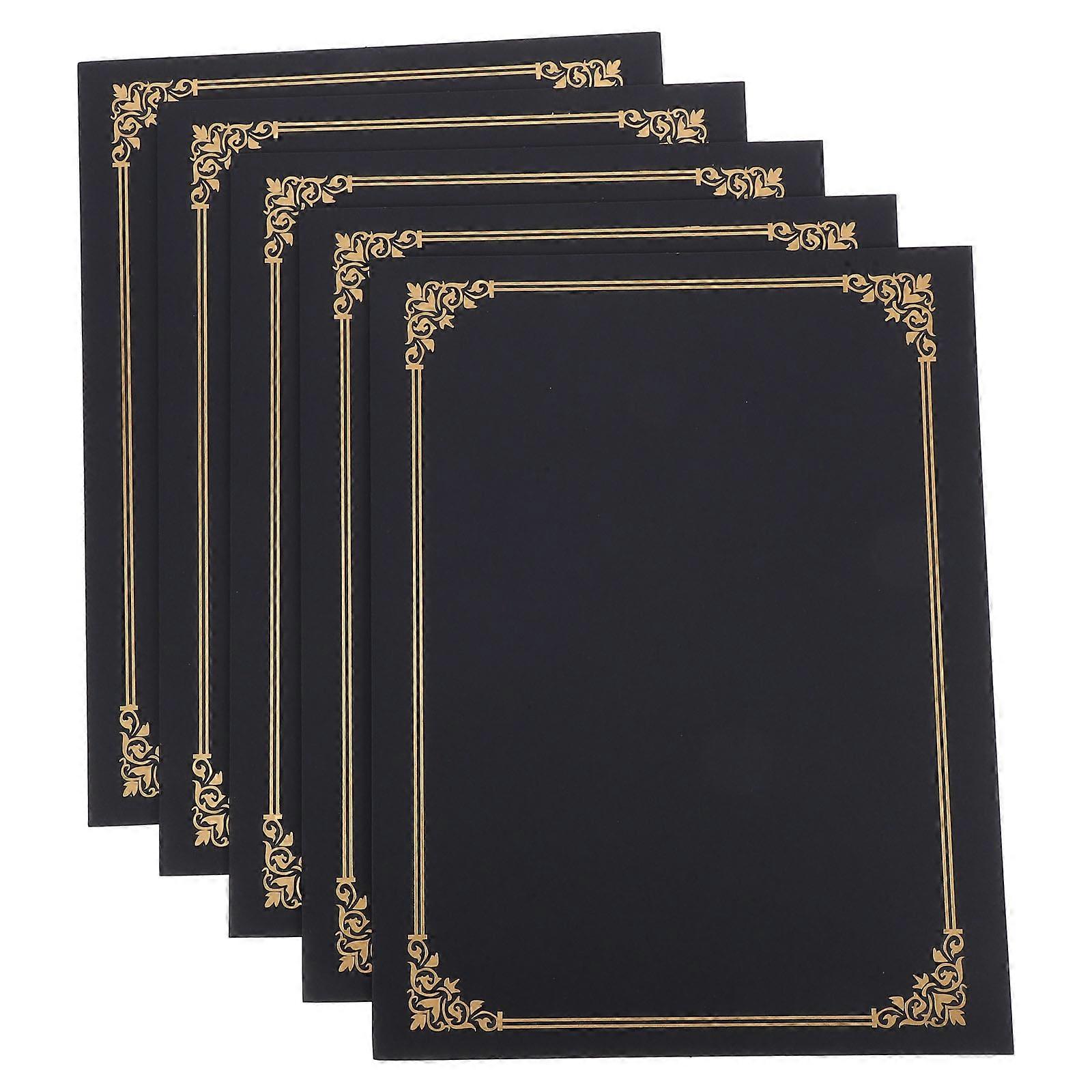 Certificate Holders with Gold Foil Border Black Paper for 5Sets