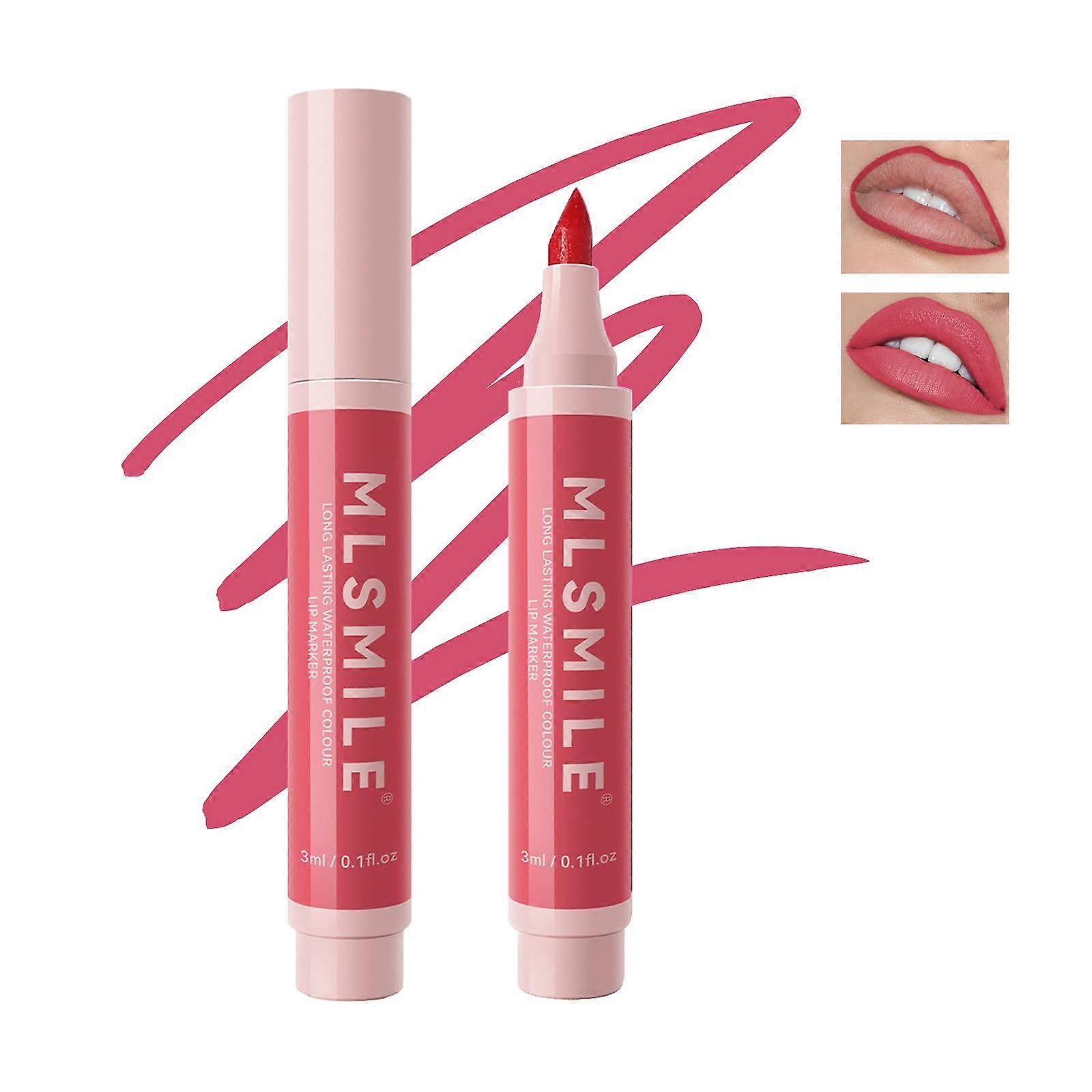 Waterproof Lip Stain Marker with Precise Chisel Tip, Long Lasting Matte Smudge Proof Pen 01#
