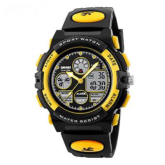 Veeki Orologio sportivo digitale per bambini, Orologio da esterno impermeabile per ragazzi e ragazze, Orologio elettronico analogico al quarzo con cronometro di allarme (giallo)