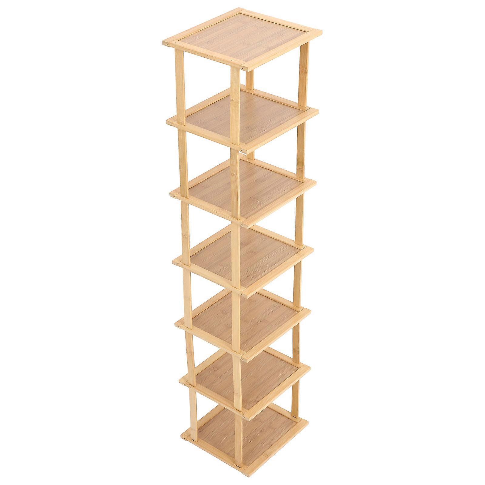 Khaki Bamboo Shoe Rack Organizer for Storage Use 1Set Multifunctional