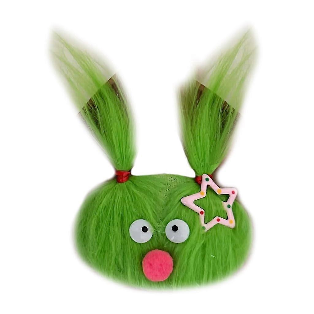 Green Side Bangs Hair Clip with Cute Plush Doll, Secure Hold Barrette for Quick Styling