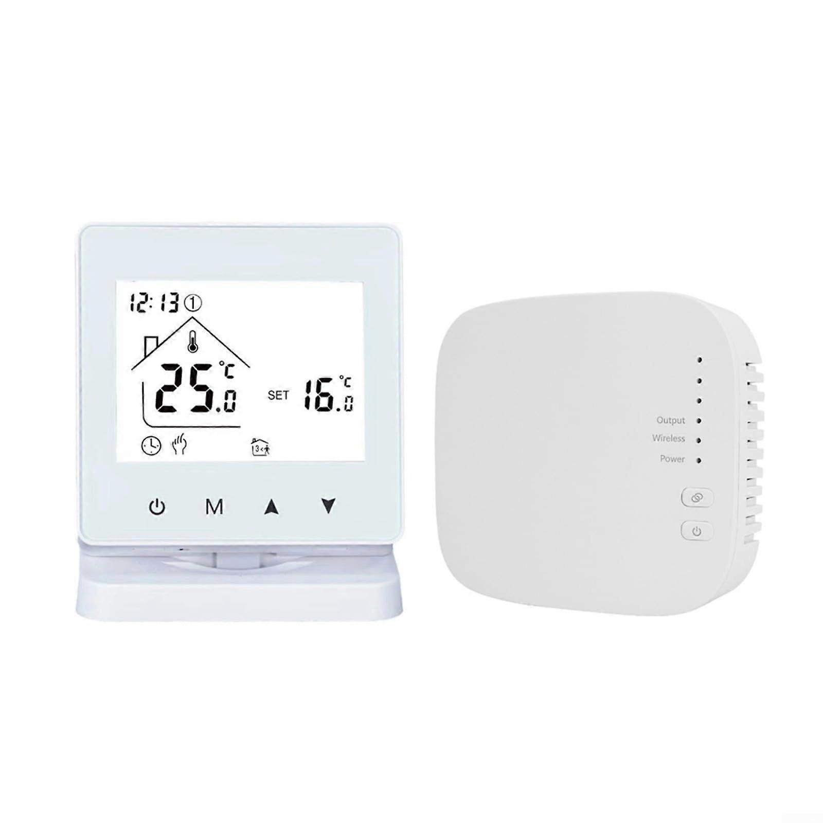 Wireless Thermostat with Child Lock, Smart RF433 Temperature Controller for Home Heating