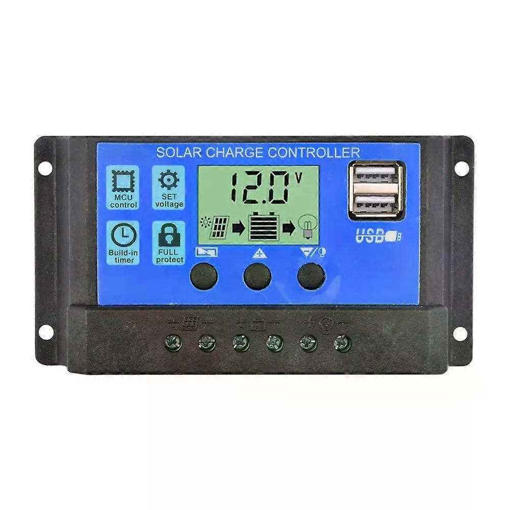 Solar Charge Controller 12V/24V PWM 10/20/30/40/50/60A with Adjustable LCD Display Timer Setting