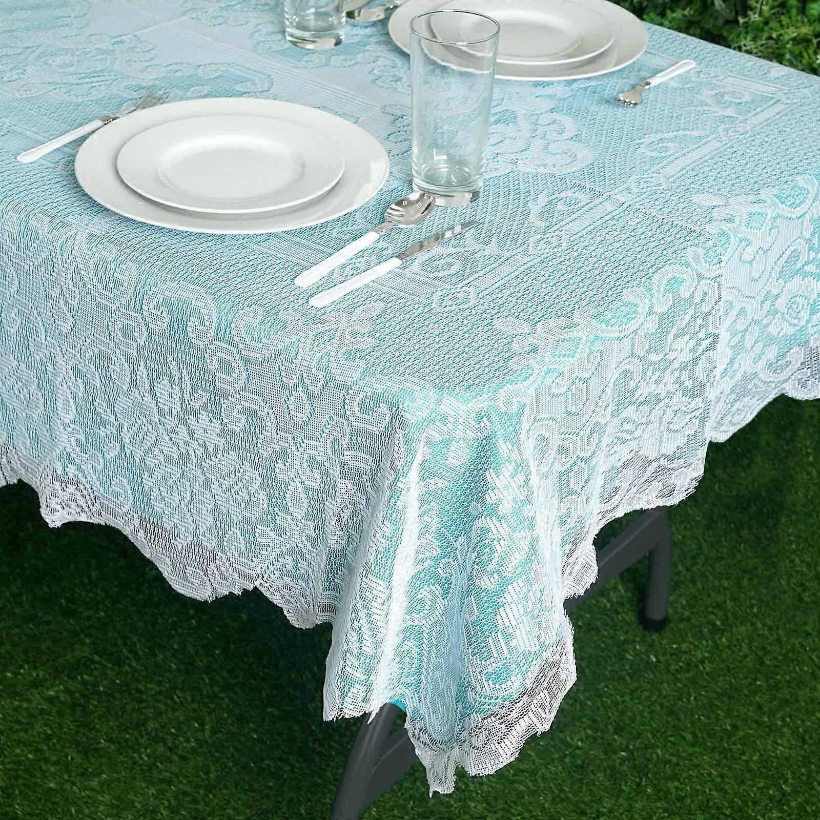 60"x90" Premium Lace White Rectangular Oblong Tablecloth