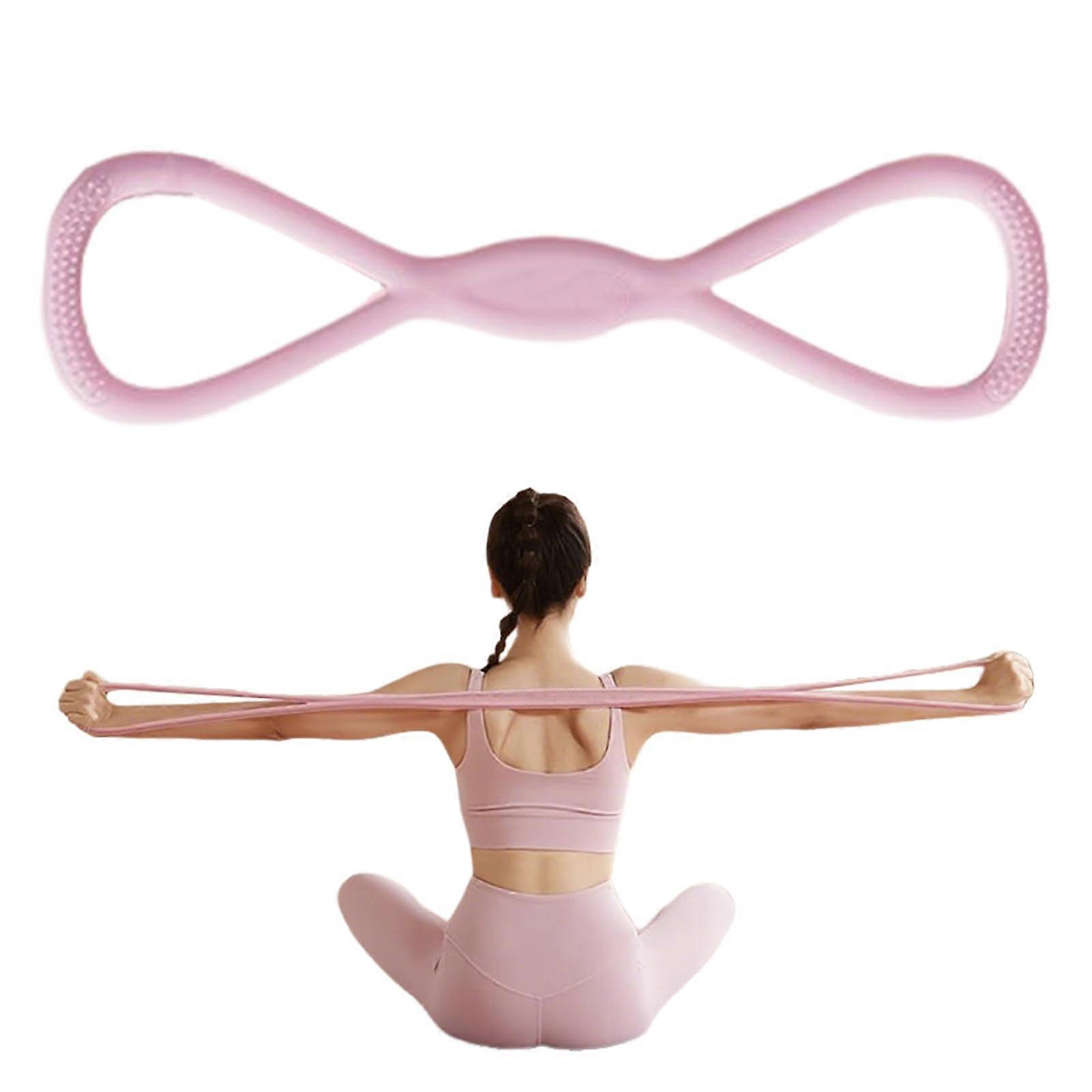 Figure 8 Resistance Bands with Handles 15 lbs for Full Body Workout and Muscle Toning Pink