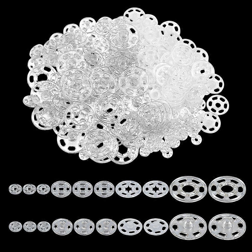 Resin Snap Buttons Garment Buttons Flat Round Clear 7~20x1~1.5mm