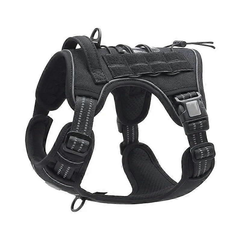 No Pull Nylon Dog Harness with Control Handle, Adjustable Reflective Padded for Medium to Large Dogs, Black L