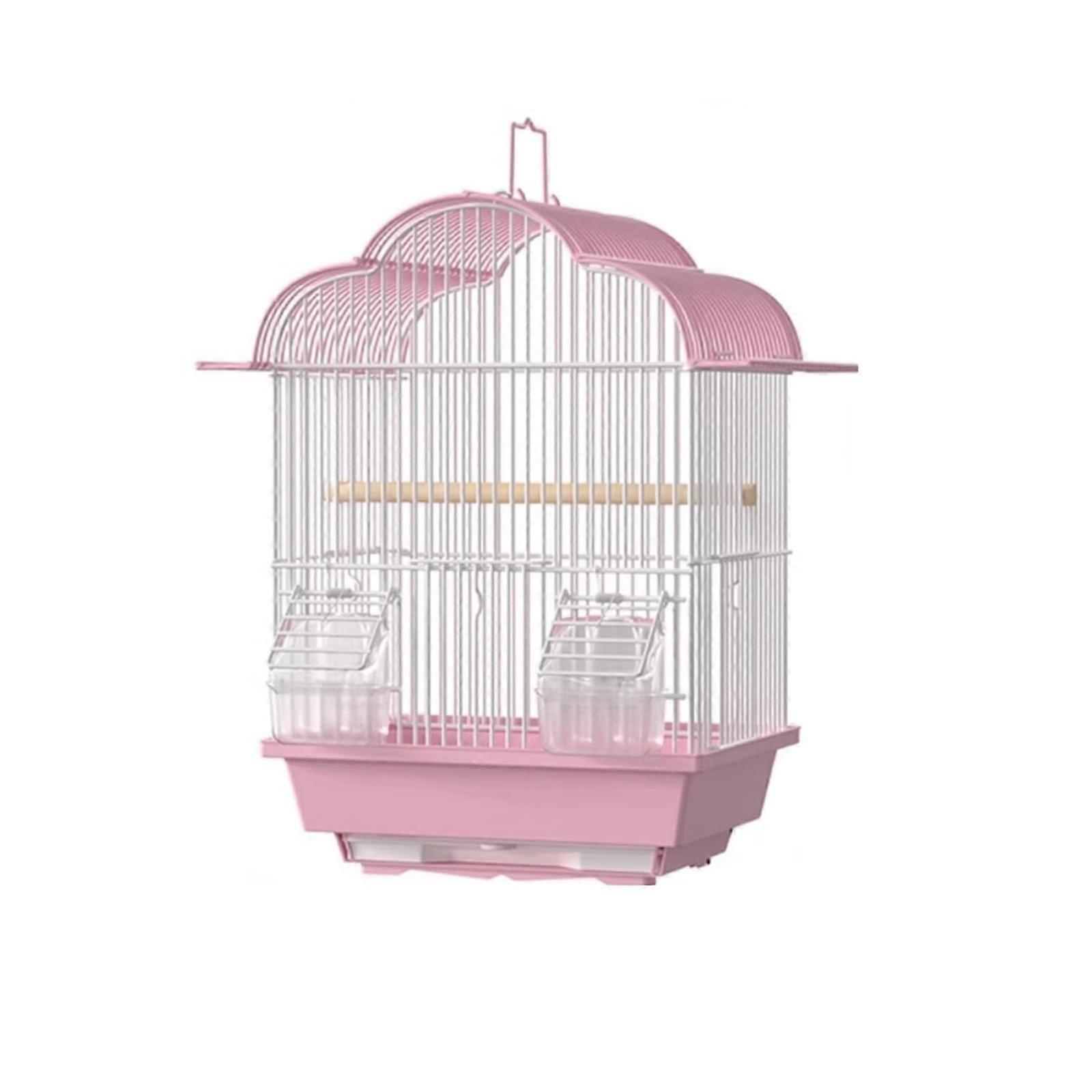 Small Parrot Bird Cage with Dome , RustResistant Frame, Dual Access Doors, Pink