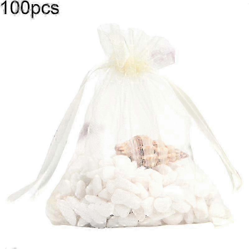 100pcs Solid Color Yarn Gift Bag Wedding Candy Lucky Pouch Storage Container