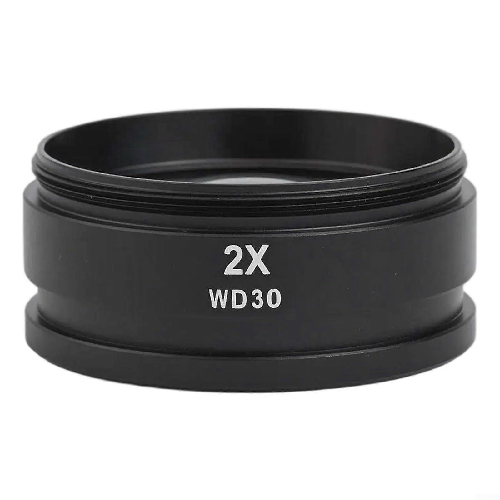 2.0X Microscope Auxiliary Objective Lens, 48mm Thread, Double Magnification, Black Aluminum