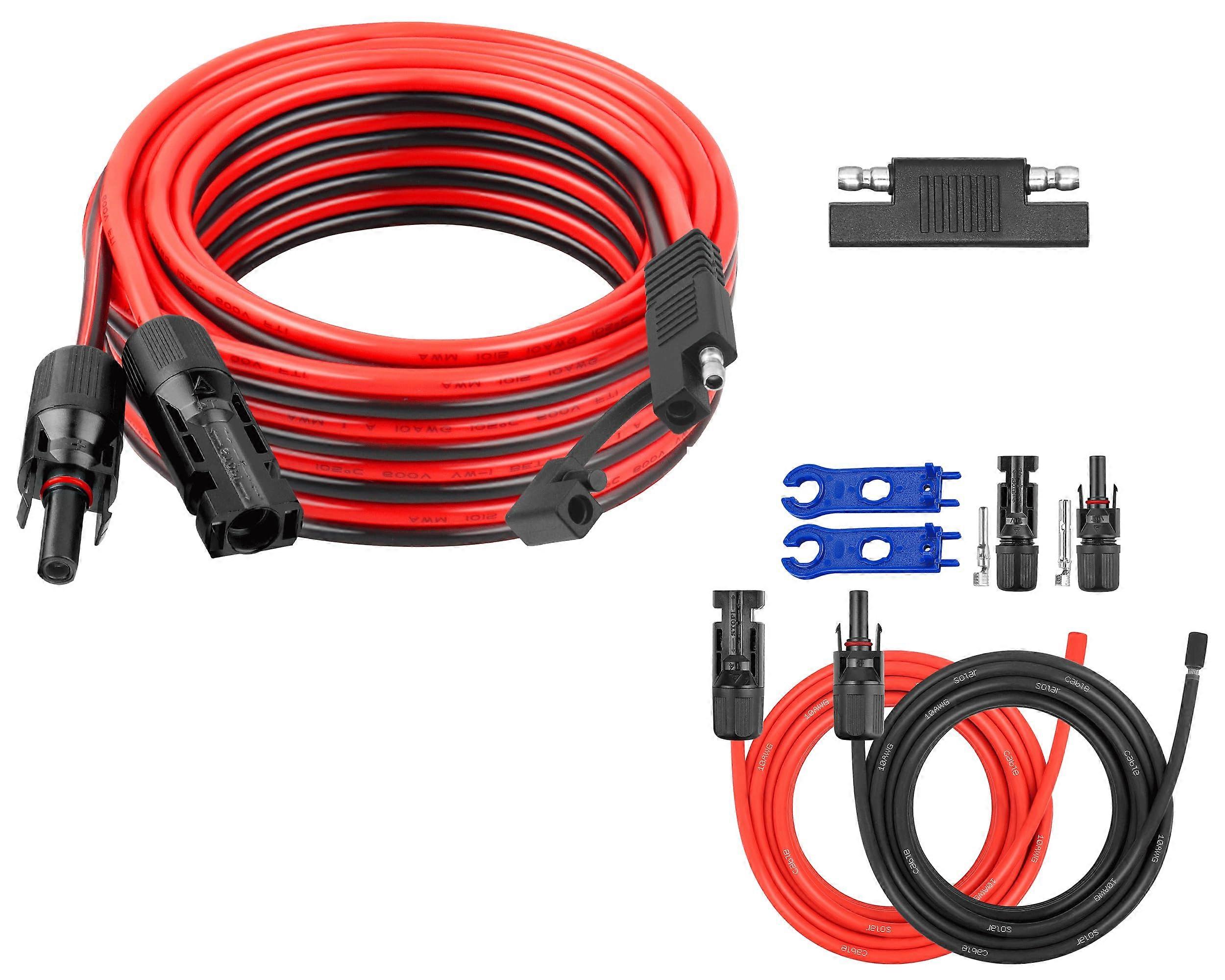 10FT 10AWG SAE Extension Cable and 30FT Solar Panel Extension Cord, Waterproof,  Current