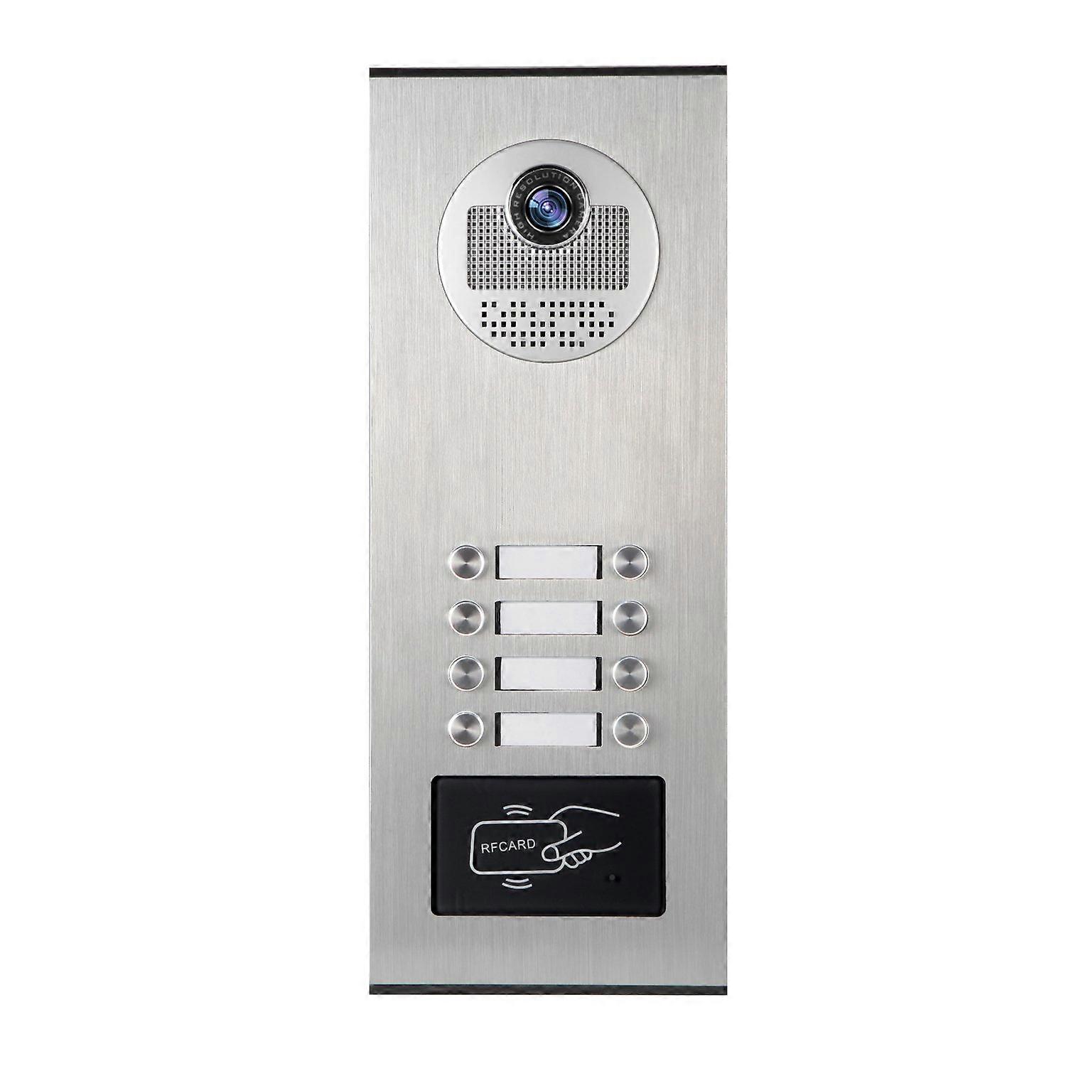 Apartment Video Intercom System with Wired 8Unit Doorbell Camera, IR Night Vision and ID Keyfob Unlock