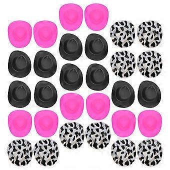 Mini Chapéu de Cowboy de Plástico - Conjunto com 30 Peças de Chapéus Sortidos para Bonecas