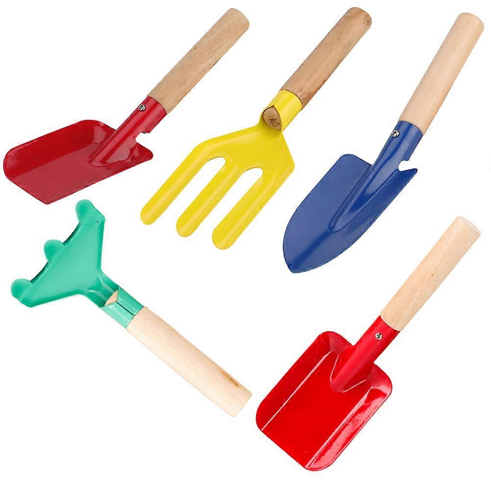 Assorted Garden Tools Wooden Handle Gardening Set 5Pcs