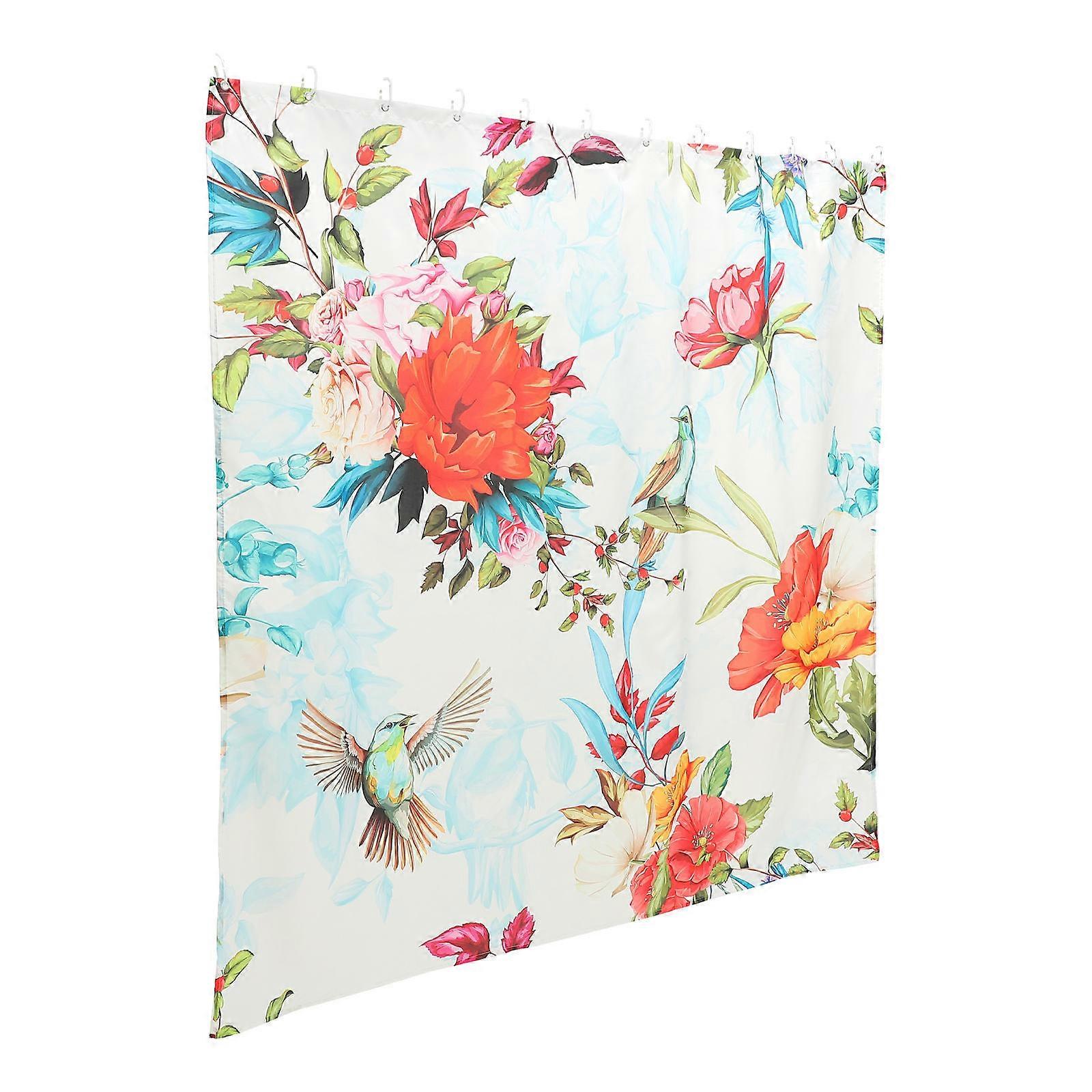 Polyester Shower Curtain with Flower Print for Bathroom Use 5Sets
