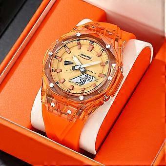 Montre électronique transparente, montre numérique colorée avec boîtier en polycarbonate - Montre unisexe tendance pour hommes et femmes
