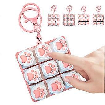 Dual Pack Cat Paw Fidget Keyboard Keychain Set for Stress Relief and Sensory Fun