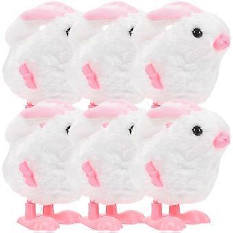 6 pezzi di conigli pasquali a carica manuale, giocattoli di peluche a forma di orologio, coniglietti saltatori a carica manuale