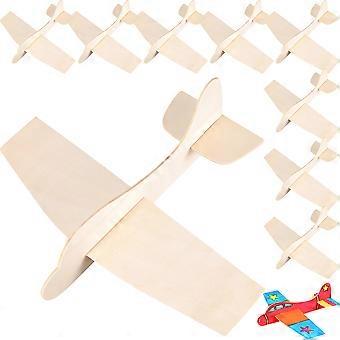 10stk træ flymodel samle træfly DIY blank maleri fly børn legetøj gave