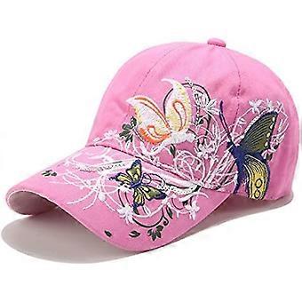 Modehatt med fjärilsbroderi, justerbar basebollkeps med naturinspirerad design för kvinnor, andningsbar solskyddshatt i bomull med snygg brätte