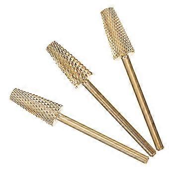 3Pcs Golden Nail Drill Bits for Grinding Head Tools Used in Home Manicure