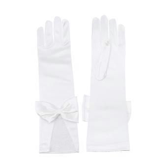 Satin Bow Fishnet Design Gloves For Women Wedding Evening Party Comfortable To Wear 1 Pair
