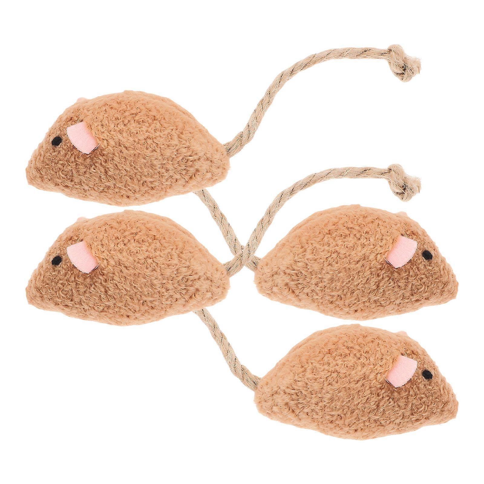 Realistic Plush Mouse Cat Toy for Interactive Teasing 4Pcs Pack Indoor