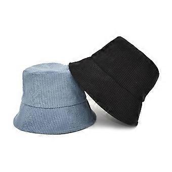 2Pack Unisex Winter Warm Corduroy Velvet Bucket Hat Ribbed Solid Color Fisherman Cap-B