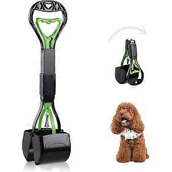 17,7 Zoll (ca. 45 cm) lange, faltbare Hundekotschaufel mit langem Griff und bruchsicherer Schaufelbacke, ideal für kleine Hunde, zum Aufsammeln von Gras und Kies – Grün