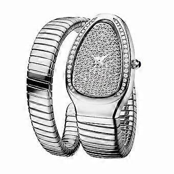 Damenuhr im Schlangen-Design: Quarz-Armbanduhr aus Edelstahl mit Hip-Hop-Kettenarmband