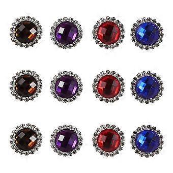 Lot de 12 clips à strass pour baskets - Boucles en cristaux scintillants 2 x 2 cm - Bijoux multicolores pour chaussures et lacets hommes et femmes