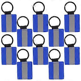 10Pcs Double Sided Reflective Keychain Gear for Safety Blue Tags