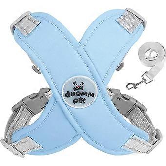 No Slip Dog Harness Medium Sized Dog, Double D Ring Soft Padding Pet Vest Harness Easy Control Outdoor Hiking Running Easy On and Off (Blue, Large)