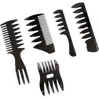 5 Pcs Retro Wide Teeth Hair Styling Comb Set, PP Plastic, Smooth Rounded Teeth, Detangling Combs for All Hair Types and Lengths