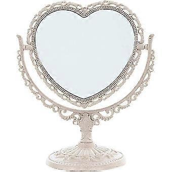 7" Heart Vanity Mirror - 360° Dual-Sided Magnifying Desk Mirror for Coquette Room Decor (3X Magnification, Beige)