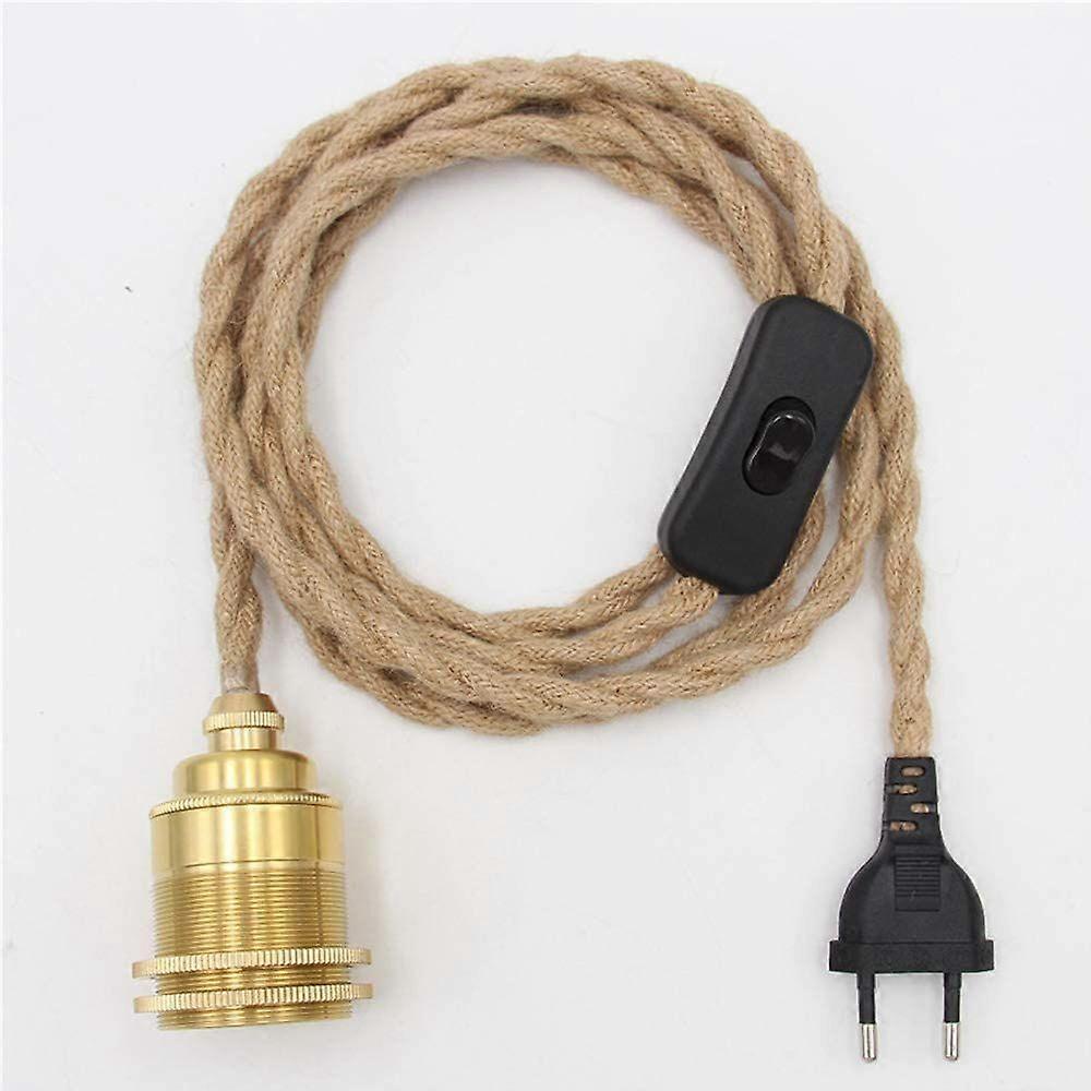 Kit de lampe suspendue vintage en corde de chanvre avec interrupteur et douille, à monter soi-même. Câble et douille en corde textile pour éclairage décoratif de chambre ou salon.