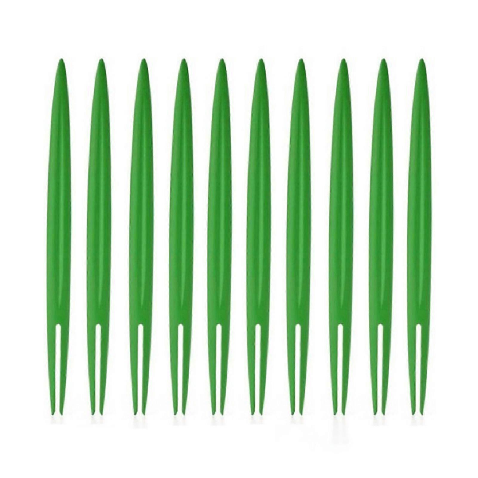 10Pcs Bamboo Leaf Shape Plastic Fruit Dessert Fork Cocktail Decor Kitchen Tool