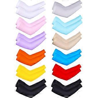 Unisex UV-beschermingshoezen Lange mouw koelarm beenkappen voor buitengebruik (effen kleur, 12 paar)