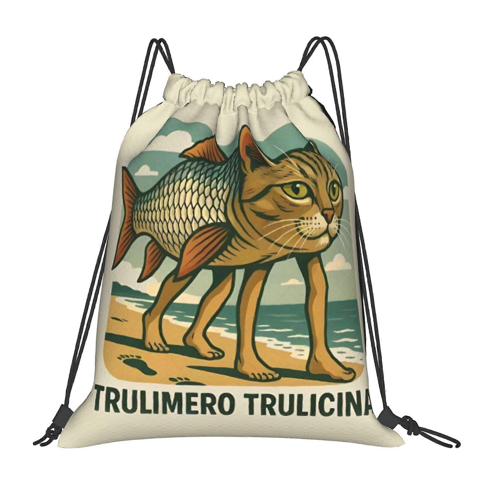 2D Flat Drawstring Bag, Unique Cartoon Character Drawstring Pouch-Cqazw