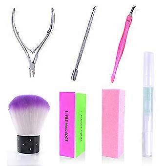 7 Piece Professional Manicure Tools Kit with Cuticle Nipper and Buffer for Home and Travel Nail Care