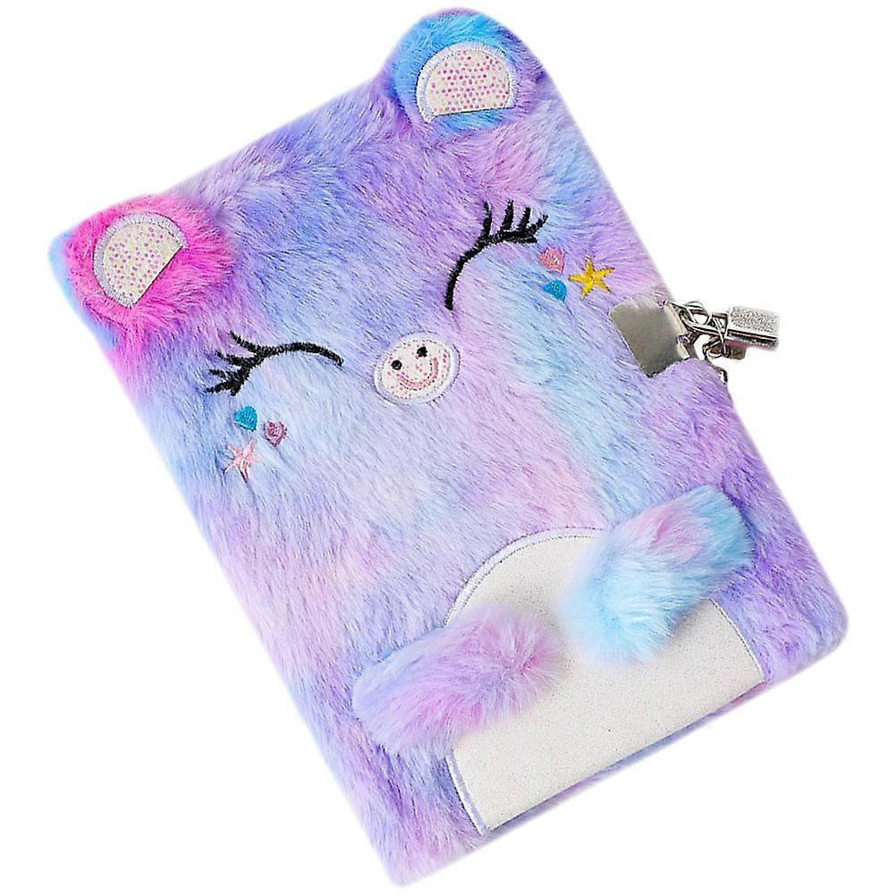 Cute Plush Notebook with Lock for Daily Use Violet