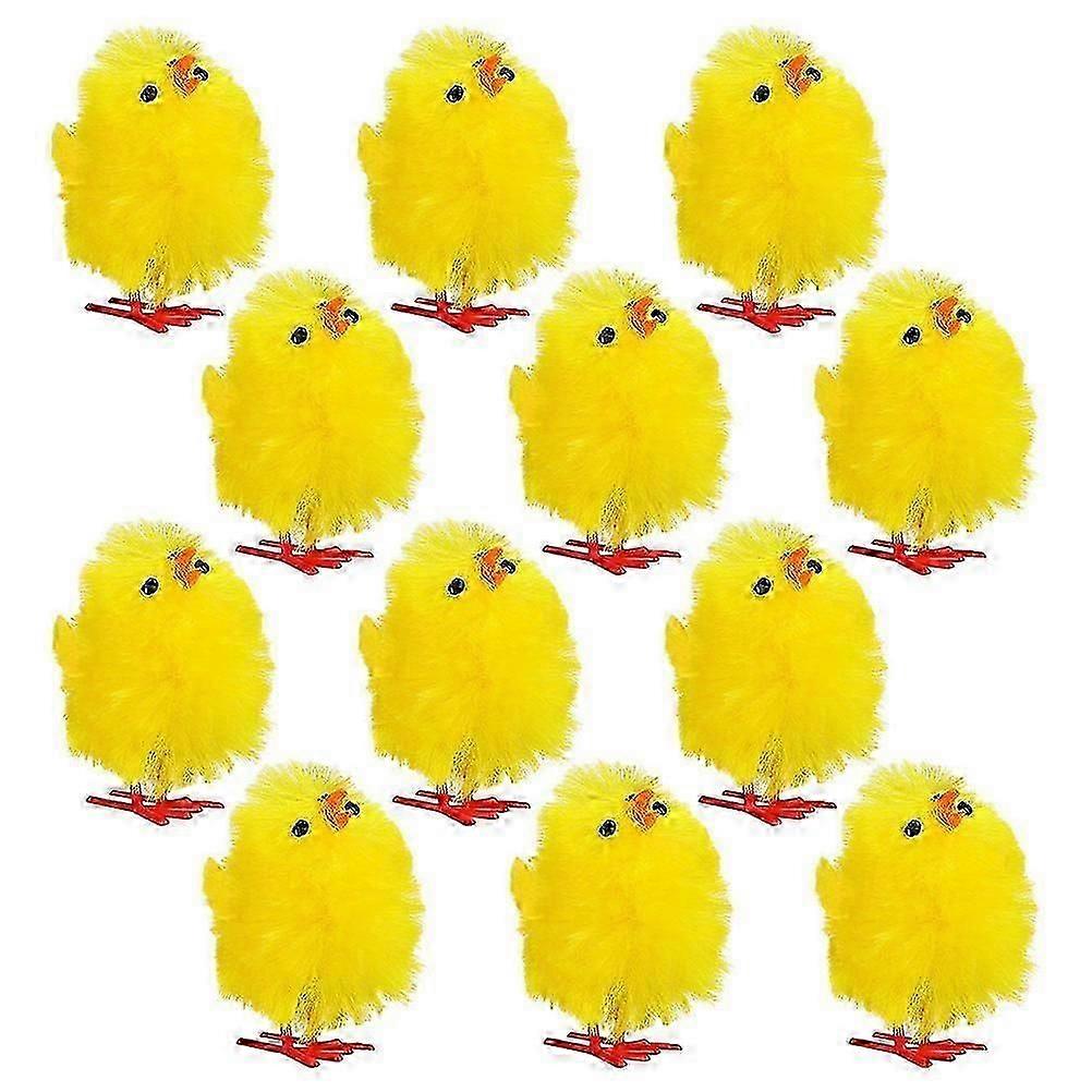 12Pcs Mini Chenille Easter Chicks Figurines Easter Ornament for Party