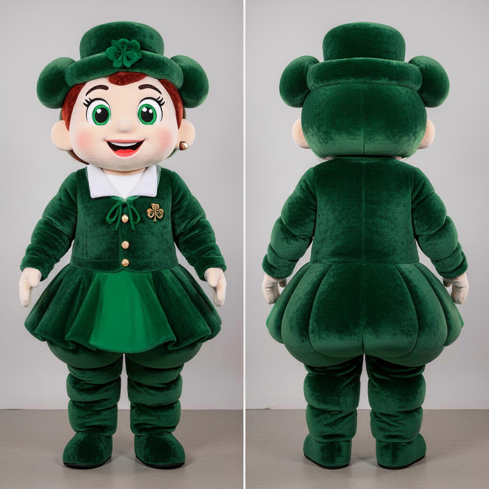 MASTICOT Emerald Green Cheerful Irish Dancer Mascot