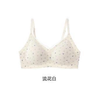 Women Sexy French Lace Trim Wireless Push Up Seamless Gathering Cotton Bra