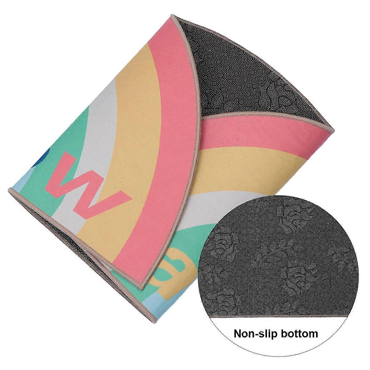 Half Circle Door Mat for Household Use with Rainbow Pattern