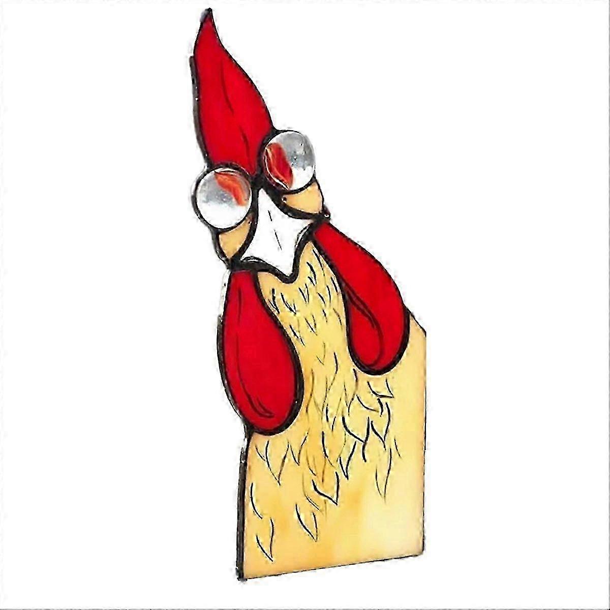 3PCS Funny Peeping Rooster Window Corner Decor Handmade Stained